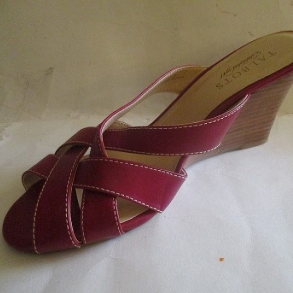 Talbots Brick Red Slip-0n CrissCross Wedge Sandals - Picture 1 of 6